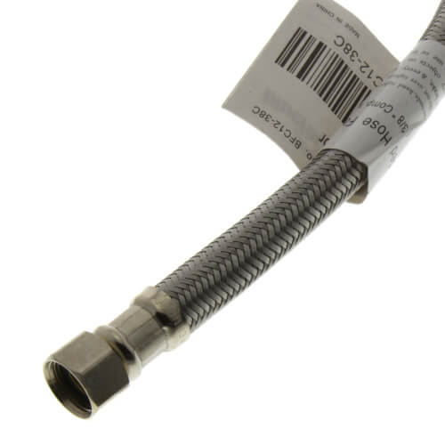 12" Braided Stainless Steel Hose Faucet Supply Connector (3/8" x 3/8" Compression)