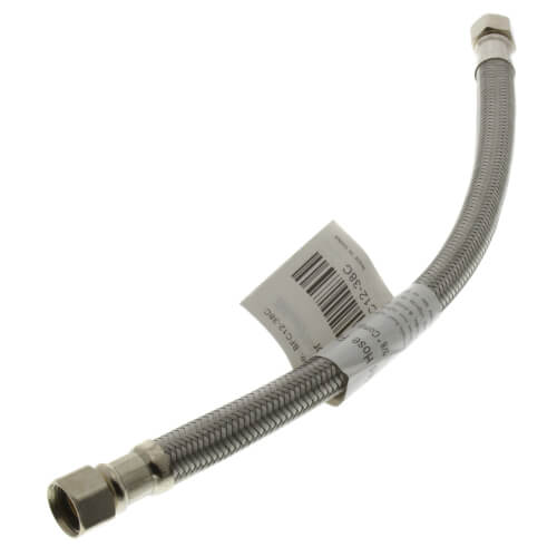 12" Braided Stainless Steel Hose Faucet Supply Connector (3/8" x 3/8" Compression)