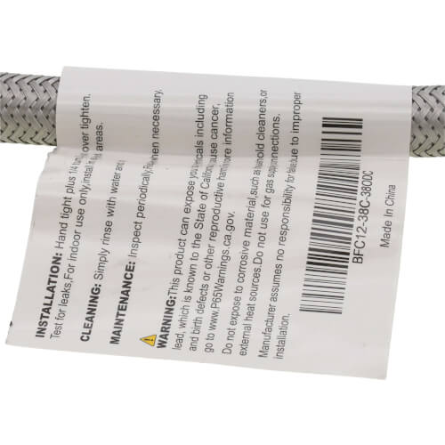 Main product image of 12" Braided Stainless Steel Hose Faucet Connector (3/8" Compression x 3/8" O.D. Compression)