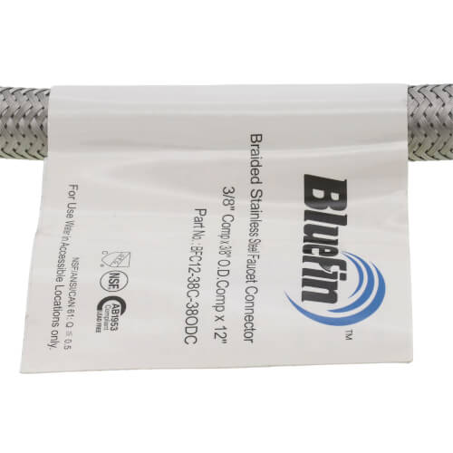 Main product image of 12" Braided Stainless Steel Hose Faucet Connector (3/8" Compression x 3/8" O.D. Compression)