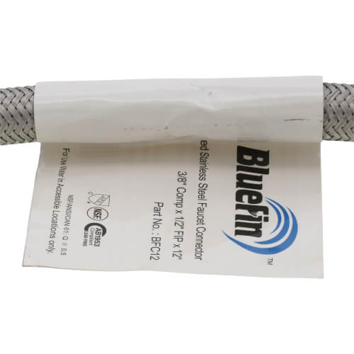 12" Braided Stainless Steel Hose Faucet Connector (3/8" Compression x 1/2" FIP)
