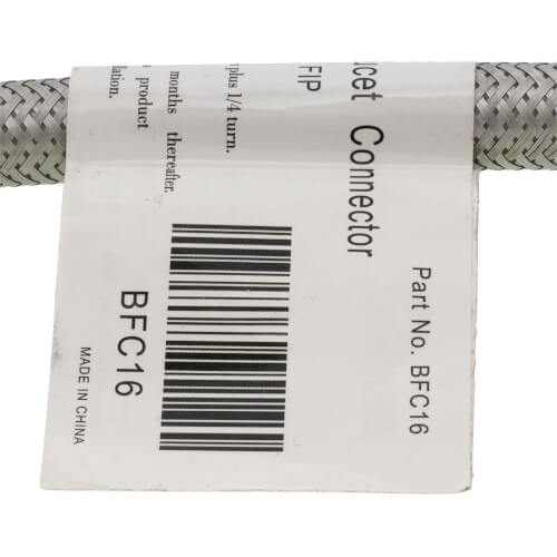 Main product image of 16" Braided Stainless Steel Hose Faucet Connector (3/8" Compression x 1/2" FIP)