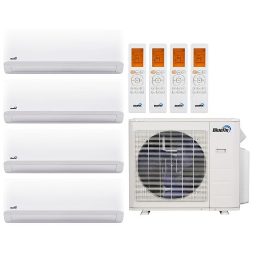 Main product image of 36,000 BTU, R454B, Improved Efficiency Ductless Four Zone Heat Pump Package (9+9+9+9)