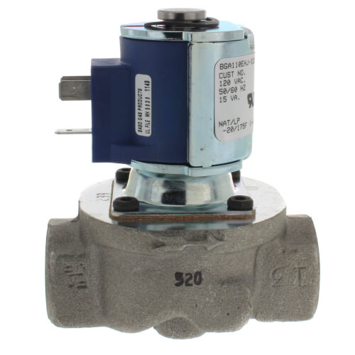 Main product image of 3/4" x 3/4" FPT Single Solenoid Gas Valve, 430,000 BTU (120V)