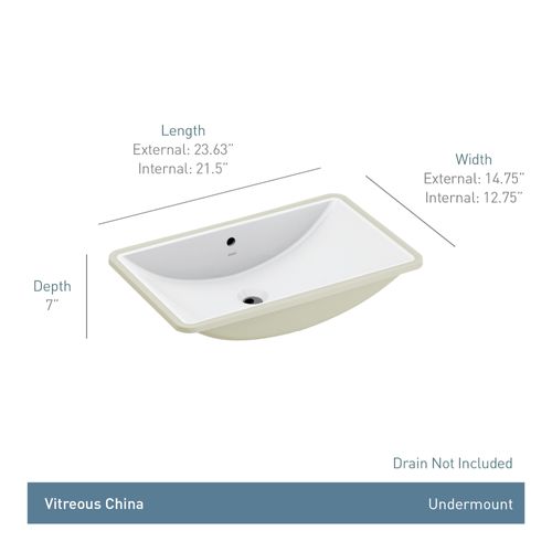 Main product image of 23.63" x 14.75" Rectangle Undermount Bathroom Sink, BGCW10RU1223