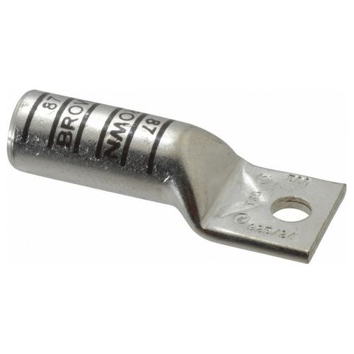 Main product image of Copper One-Hole Lug, Long Barrel, Blind End, Max 35kV, Wire Size 500 kcmil, 1/2" Bolt (Brown), 54918BE