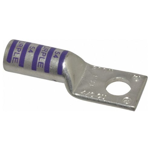 Main product image of Copper One-Hole Lug, Long Barrel, Blind End, Max 35kV, Wire Size 4/0 AWG, 1/2" Bolt (Purple), 54970BE