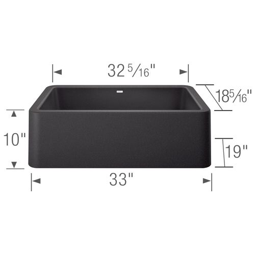 Main product image of Ikon SILGRANIT 33" Single Bowl Apron-Front Farmhouse Sink - Anthracite, 401895
