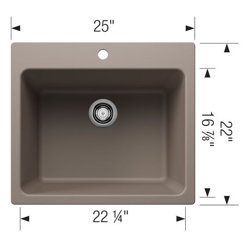 Main product image of Liven SILGRANIT 25" Single Bowl Dual Mount Laundry Sink - Truffle, 401926