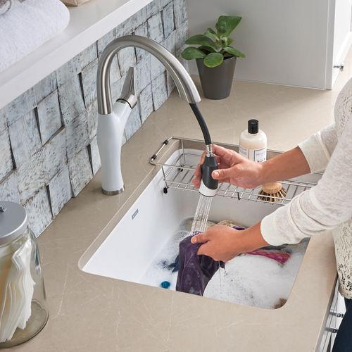 Main product image of Liven SILGRANIT 25" Single Bowl Dual Mount Laundry Sink (White)