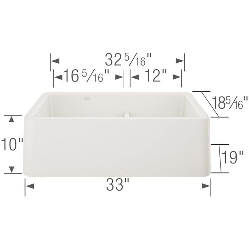 Main product image of Ikon SILGRANIT 33" Double Bowl Apron-Front Farmhouse Sink with Low Divide - White, 402324