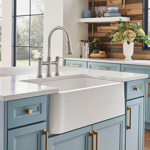 Main product image of Ikon SILGRANIT 33" Double Bowl Apron-Front Farmhouse Sink with Low Divide - White, 402324