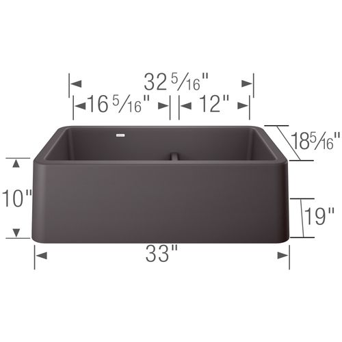 Main product image of Ikon SILGRANIT 33" Double Bowl Apron-Front Farmhouse Sink with Low Divide - Cinder, 402326