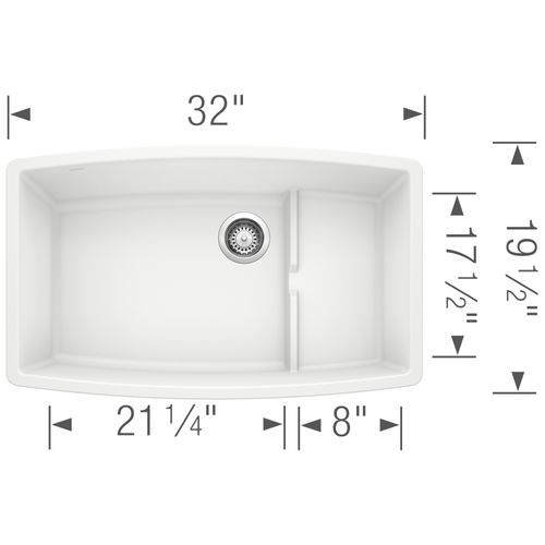 Main product image of Performa Cascade SILGRANIT 32" Single Bowl Undermount Kitchen Sink with Colander - White, 440066