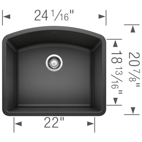 Main product image of Diamond SILGRANIT 24" Single Bowl Undermount Kitchen Sink - Anthracite, 440174