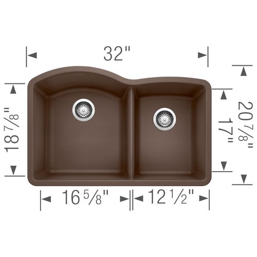 Main product image of Diamond SILGRANIT 32" 60/40 Double Bowl Undermount Kitchen Sink - Café, 440177