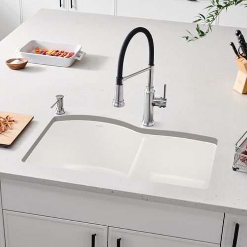 Main product image of Diamond SILGRANIT 32" 60/40 Double Bowl Undermount Kitchen Sink - White, 440180