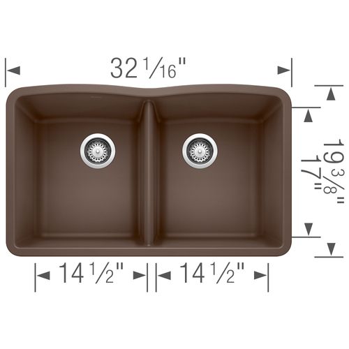Main product image of Diamond SILGRANIT 32" 50/50 Double Bowl Undermount Kitchen Sink - Café, 440182