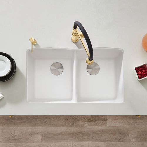 Main product image of Diamond SILGRANIT 32" 50/50 Double Bowl Undermount Kitchen Sink - White, 440185