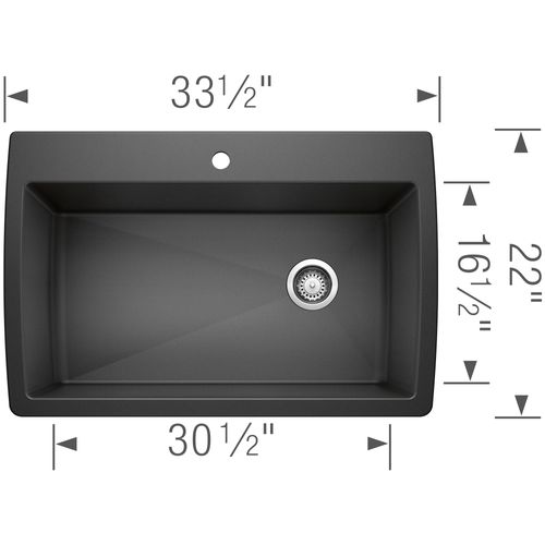 Main product image of Diamond SILGRANIT 33" Super Single Dual Mount Kitchen Sink  (Anthracite)