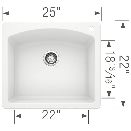 Main product image of Diamond SILGRANIT 25" Single Bowl Dual Mount Kitchen Sink - White, 440211