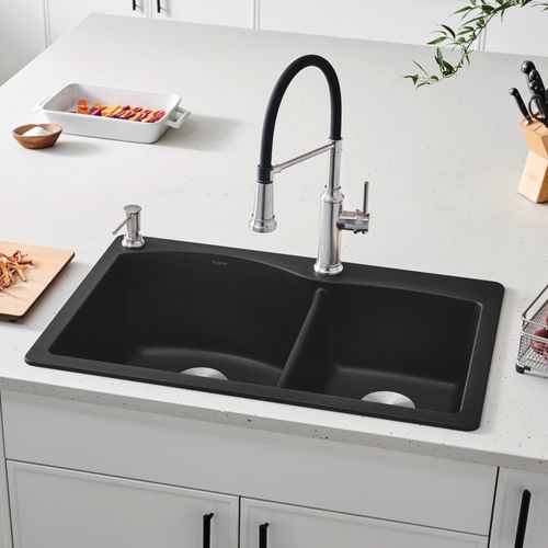 Main product image of Diamond SILGRANIT 33" 60/40 Double Bowl Dual Mount Kitchen Sink - Anthracite, 440215