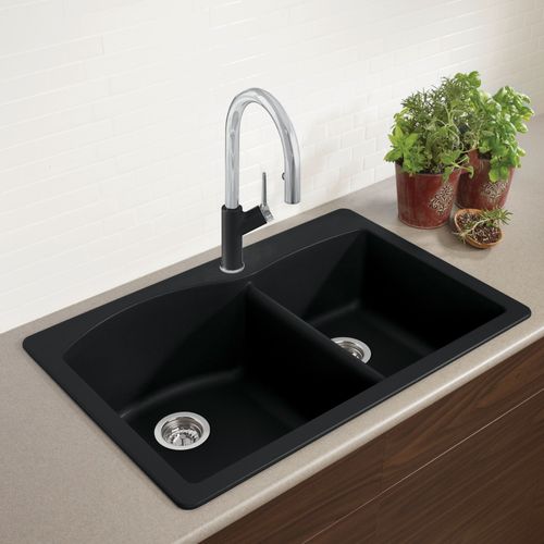 Main product image of Diamond SILGRANIT 33" 60/40 Double Bowl Dual Mount Kitchen Sink - Anthracite, 440215