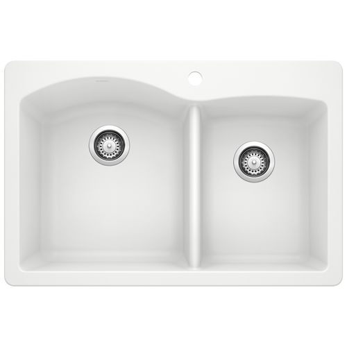 Main product image of Diamond SILGRANIT 33" 60/40 Double Bowl Dual Mount Kitchen Sink - White, 440216