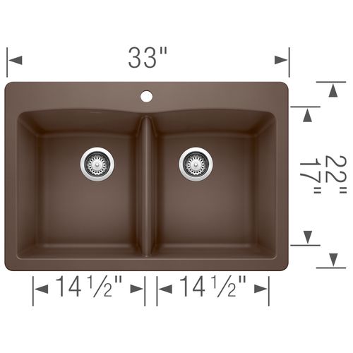 Main product image of Diamond SILGRANIT 33" 50/50 Double Bowl Dual Mount Kitchen Sink - Café, 440218