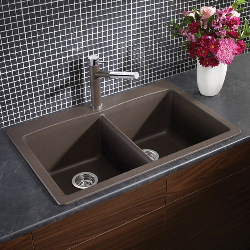 Main product image of Diamond SILGRANIT 33" 50/50 Double Bowl Dual Mount Kitchen Sink - Café, 440218