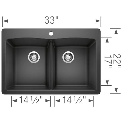 Main product image of Diamond SILGRANIT 33" 50/50 Double Bowl Dual Mount Kitchen Sink - Anthracite, 440220