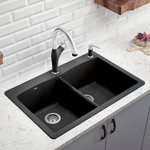 Main product image of Diamond SILGRANIT 33" 50/50 Double Bowl Dual Mount Kitchen Sink - Anthracite, 440220