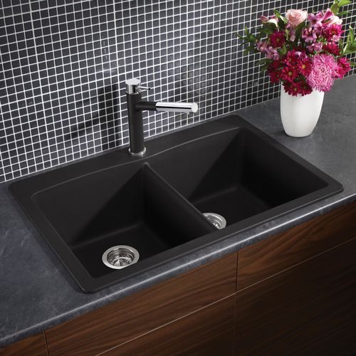 Main product image of Diamond SILGRANIT 33" 50/50 Double Bowl Dual Mount Kitchen Sink - Anthracite, 440220