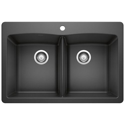 Main product image of Diamond SILGRANIT 33" 50/50 Double Bowl Dual Mount Kitchen Sink - Anthracite, 440220