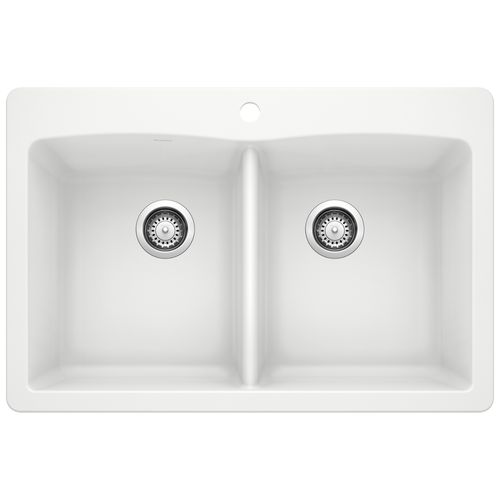 Main product image of Diamond SILGRANIT 33" 50/50 Double Bowl Dual Mount Kitchen Sink - White, 440221