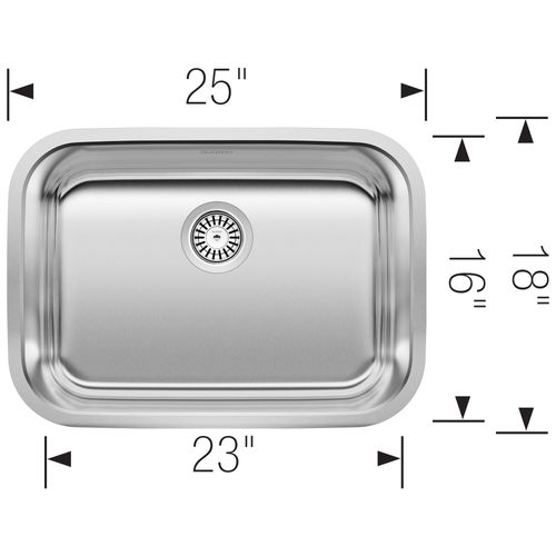 Main product image of Stellar 25" Single Bowl Undermount Stainless Steel Kitchen Sink, 441025