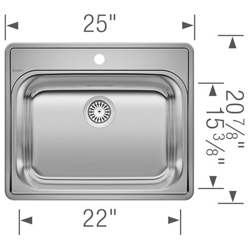 Main product image of Essential 25" Single Bowl Drop-In Stainless Steel Laundry Sink - 1 Hole, 441078