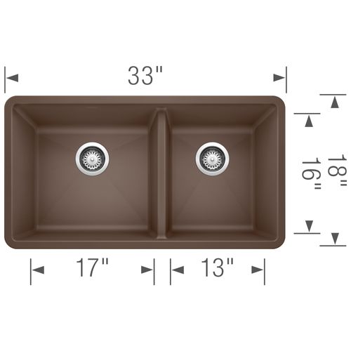 Main product image of Precis SILGRANIT 33" 60/40 Double Bowl Undermount Kitchen Sink - Café, 441129