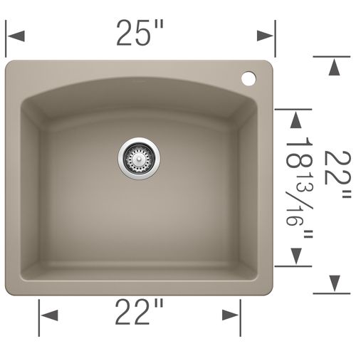 Main product image of Diamond SILGRANIT 25" Single Bowl Dual Mount Kitchen Sink - Truffle, 441280