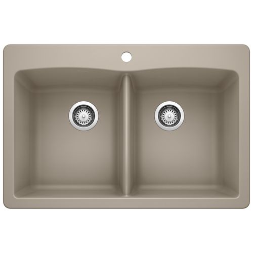 Main product image of Diamond SILGRANIT 33" 50/50 Double Bowl Dual Mount Kitchen Sink - Truffle, 441285