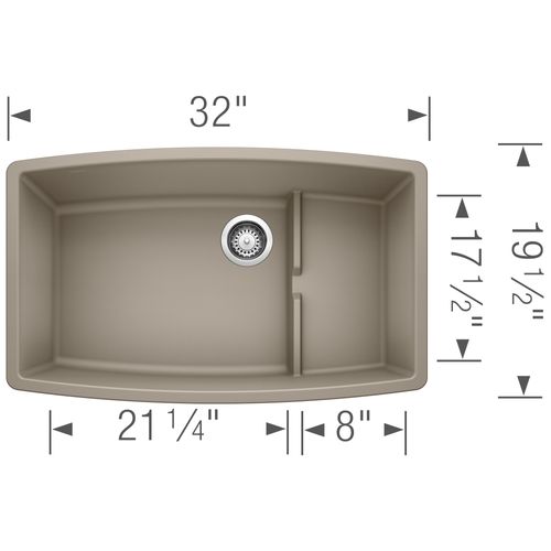 Main product image of Performa Cascade SILGRANIT 32" Single Bowl Undermount Kitchen Sink with Colander - Truffle, 441291