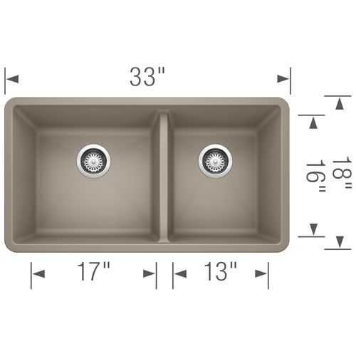 Main product image of Precis SILGRANIT 33" 60/40 Double Bowl Undermount Kitchen Sink - Truffle, 441296