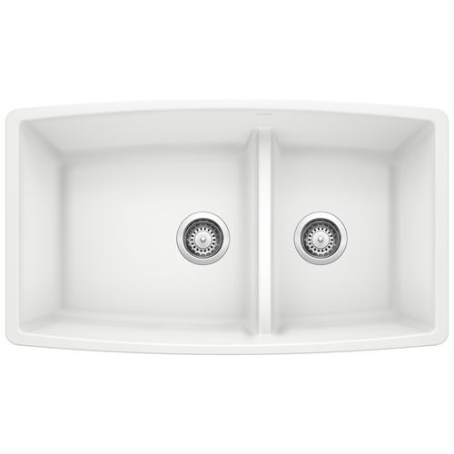 Main product image of Performa SILGRANIT 33" 60/40 Double Bowl Undermount Kitchen Sink with Low Divide - White, 441310