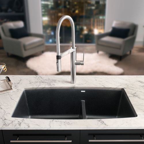 Main product image of Performa SILGRANIT 33" 60/40 Double Bowl Undermount Kitchen Sink with Low Divide - Anthracite, 441312