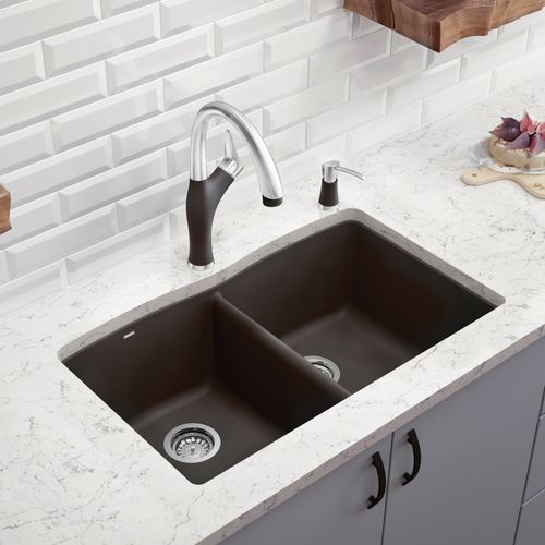 Main product image of Diamond SILGRANIT 33" 50/50 Double Bowl Dual Mount Kitchen Sink - Cinder, 441466