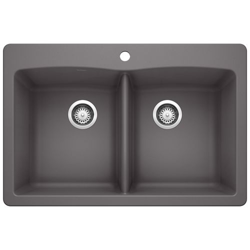 Main product image of Diamond SILGRANIT 33" 50/50 Double Bowl Dual Mount Kitchen Sink - Cinder, 441466