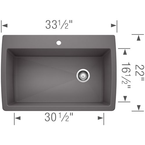 Main product image of Diamond SILGRANIT 33.5" Super Single Dual Mount Kitchen Sink - Cinder, 441467