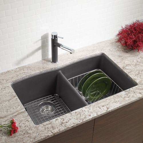 Main product image of Diamond SILGRANIT 32" 50/50 Double Bowl Undermount Kitchen Sink - Cinder, 441470