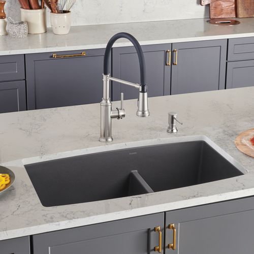 Main product image of Performa SILGRANIT 33" 60/40 Double Bowl Undermount Kitchen Sink with Low Divide - Cinder, 441474