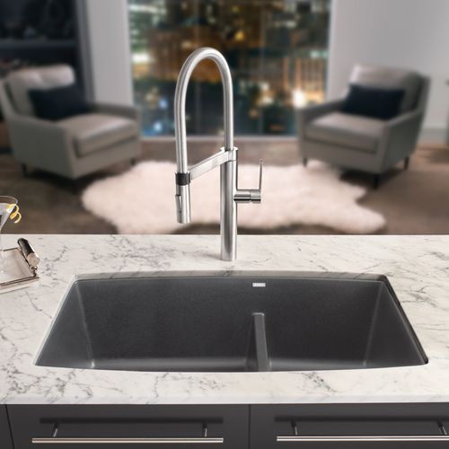 Main product image of Performa SILGRANIT 33" 60/40 Double Bowl Undermount Kitchen Sink with Low Divide - Cinder, 441474